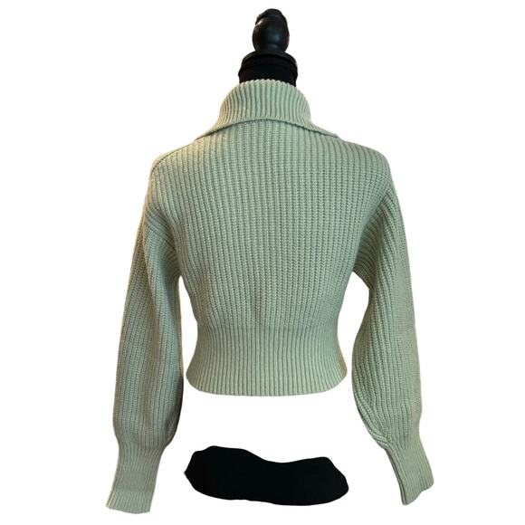 Cider Seafoam Green Zip Front Long Sleeve Cardigan Sweater, Size XS, EUC - Picture 2 of 3